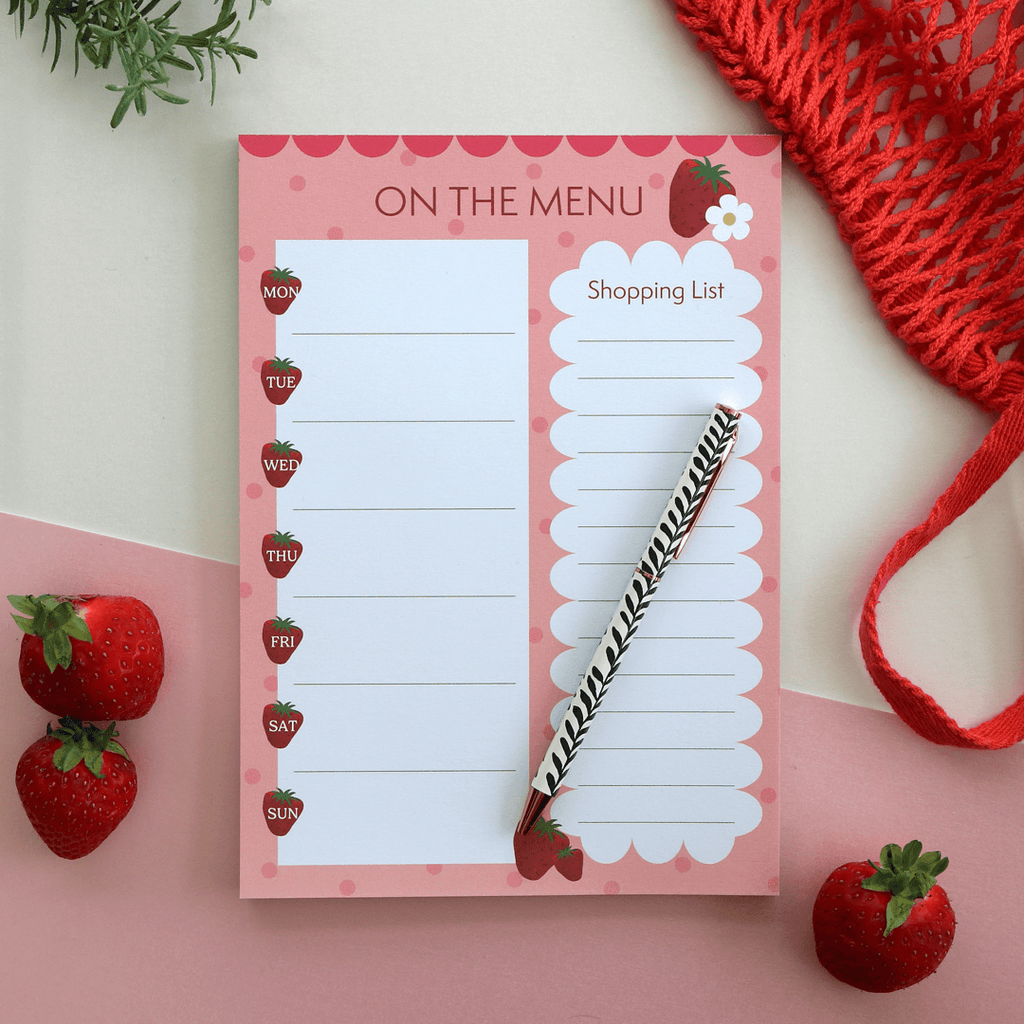 A5 Meal Planner Notepad Strawberry