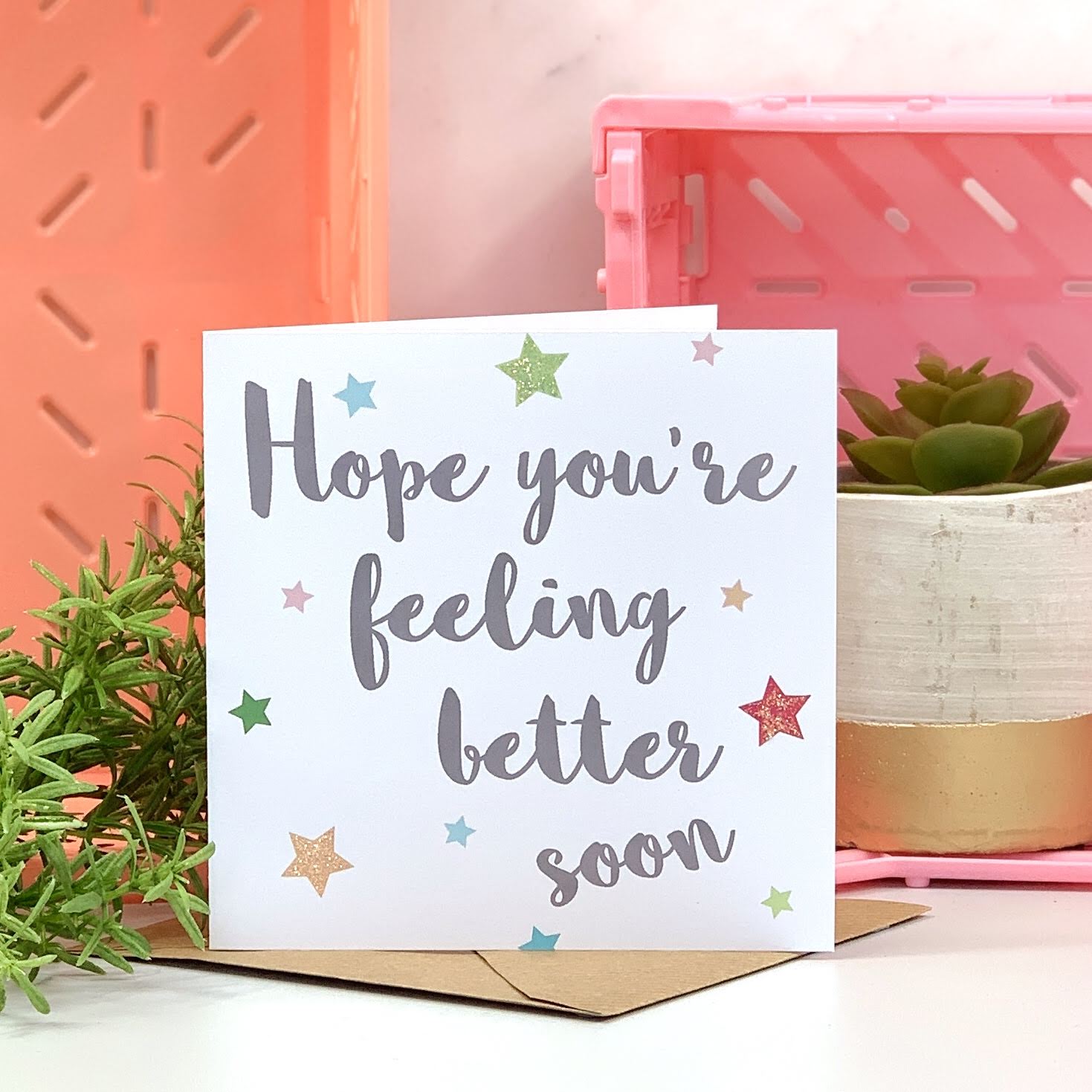 Get Well Soon Glitter Star Card