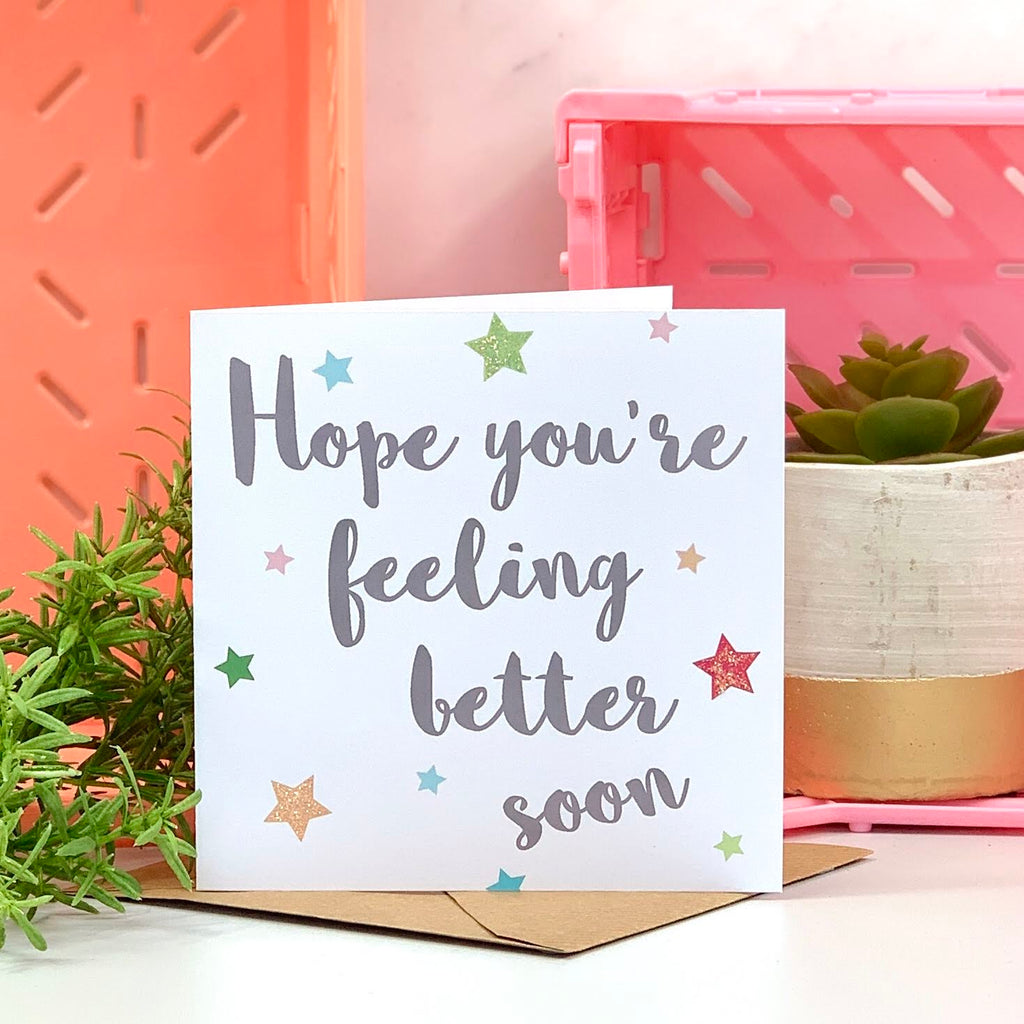 Get Well Soon Glitter Star Card