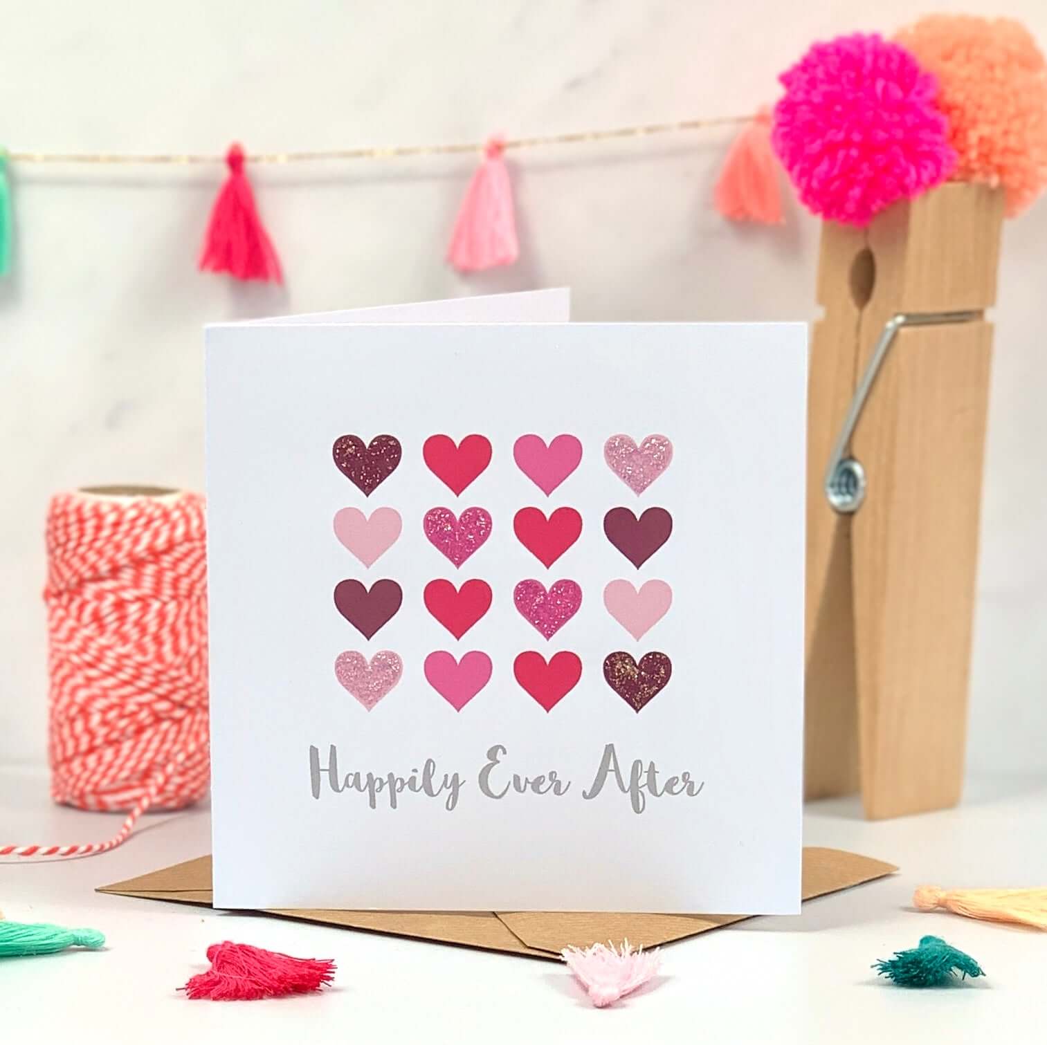 Happily Ever After Wedding Glitter Card