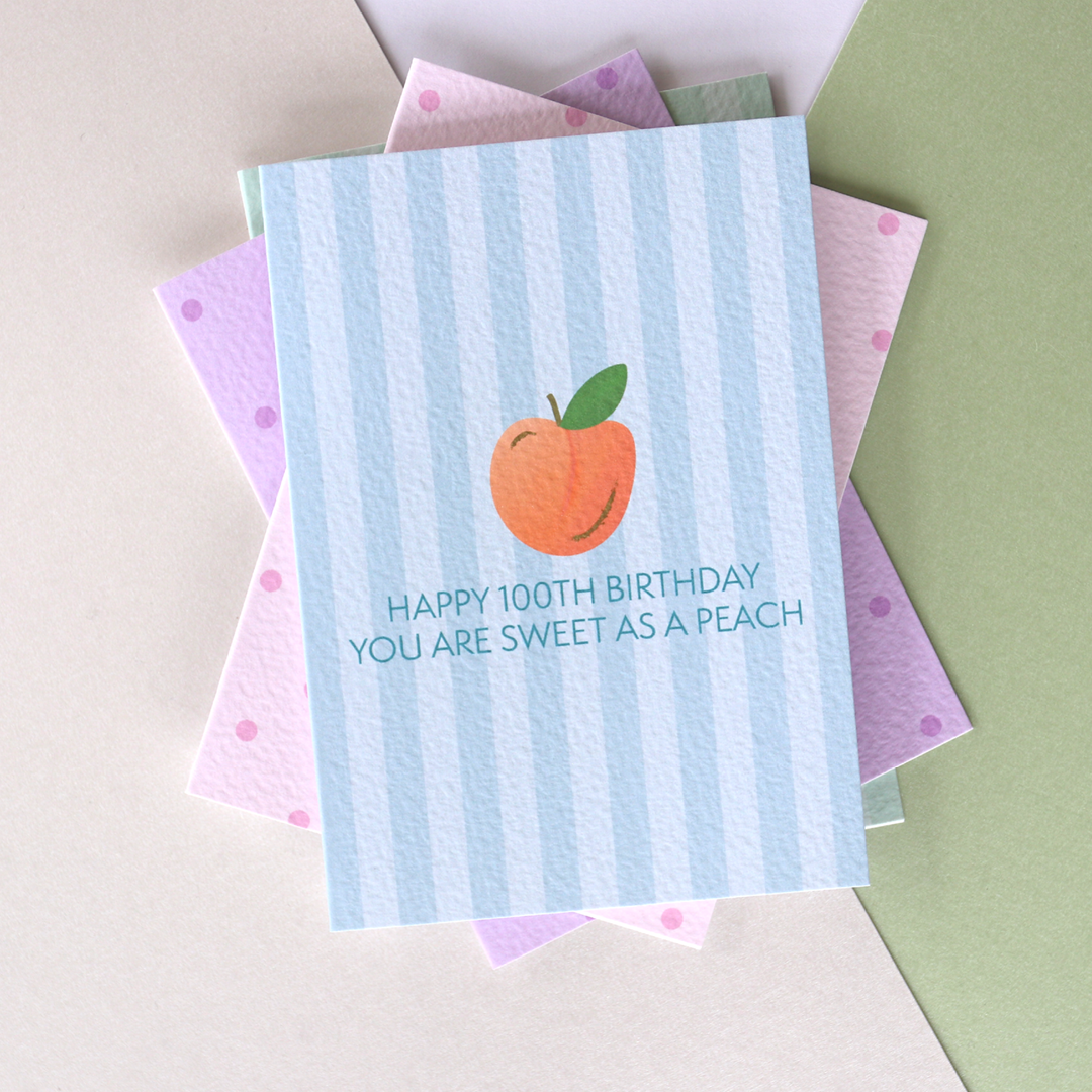Happy 100th Birthday Peach Card