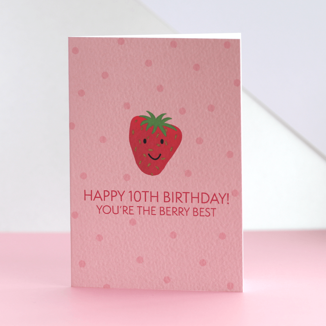 Happy 10th Birthday Strawberry Card