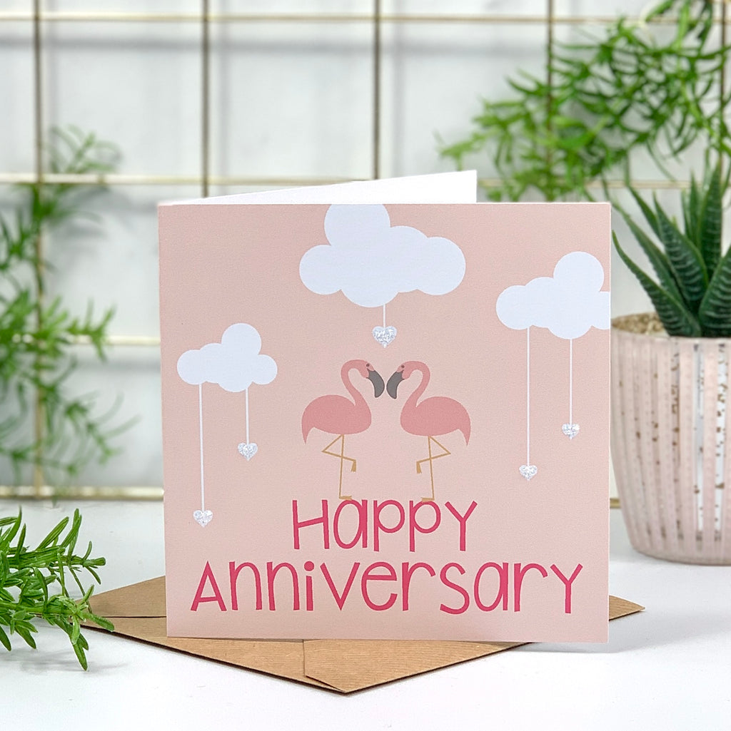 Happy Anniversary Flamingo Card