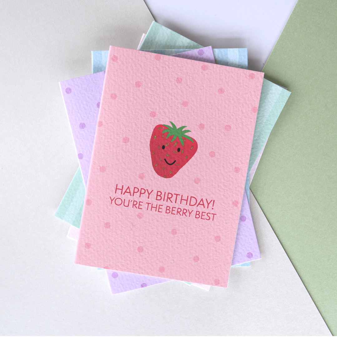 Happy Birthday Face Strawberry Card