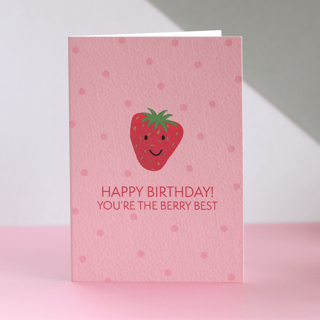 Happy Birthday Face Strawberry Card