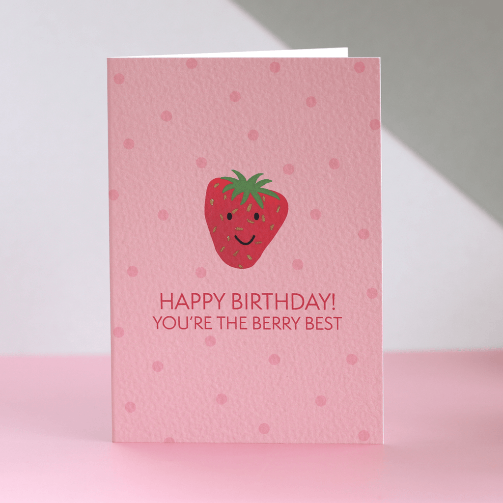 Happy Birthday Face Strawberry Card