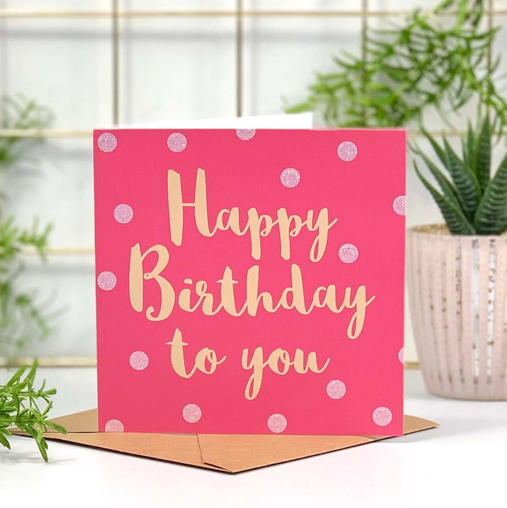Happy Birthday Pink and Peach Spots Card
