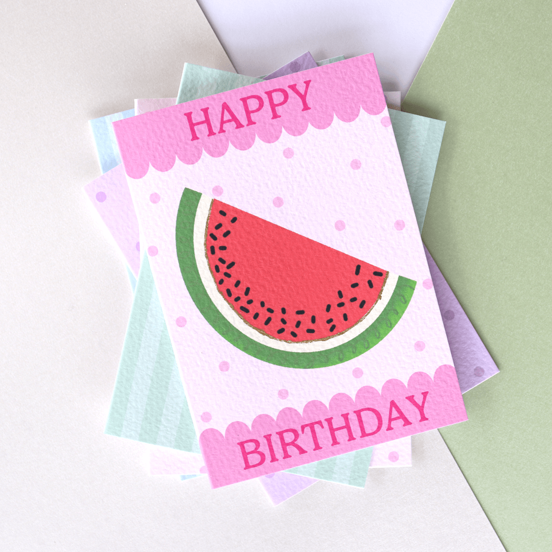 Happy Birthday Scallop Watermelon Card
