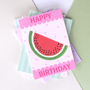 Happy Birthday Scallop Watermelon Card