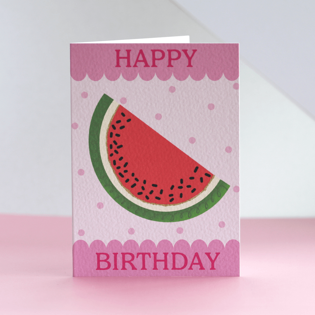 Happy Birthday Scallop Watermelon Card