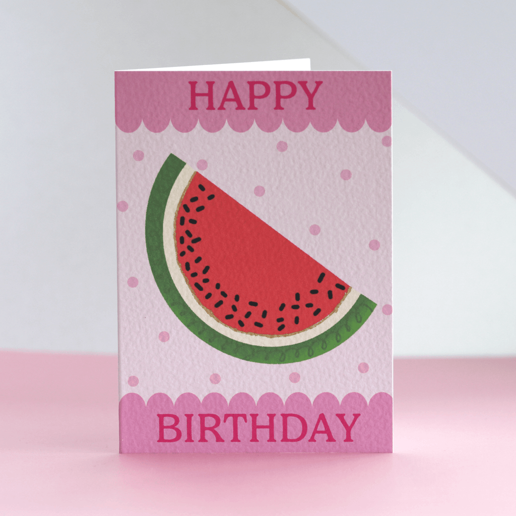 Happy Birthday Scallop Watermelon Card