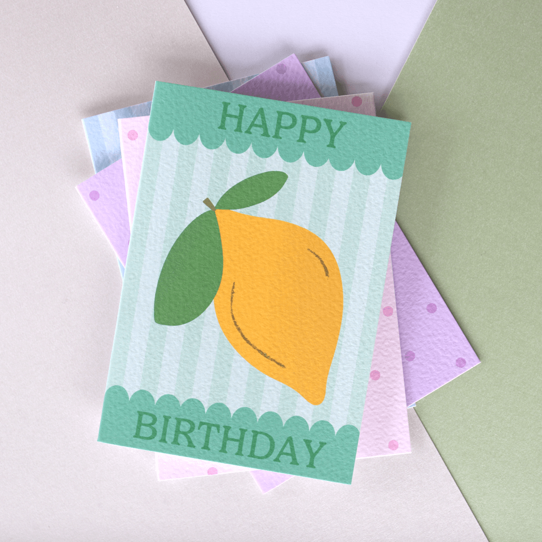 Happy Birthday Scallop Lemon Card