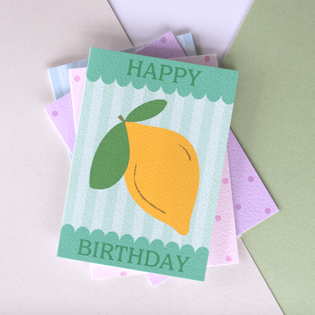 Happy Birthday Scallop Lemon Card