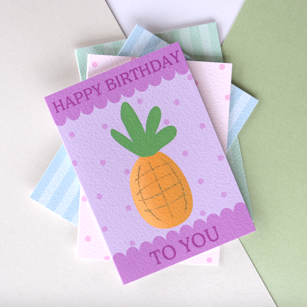 Happy Birthday Scalloped Pineapple Card