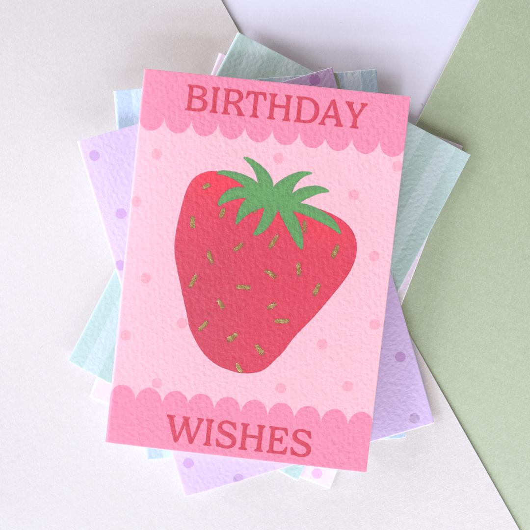 Happy Birthday Scallop Strawberry Card