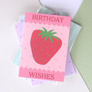 Happy Birthday Scallop Strawberry Card