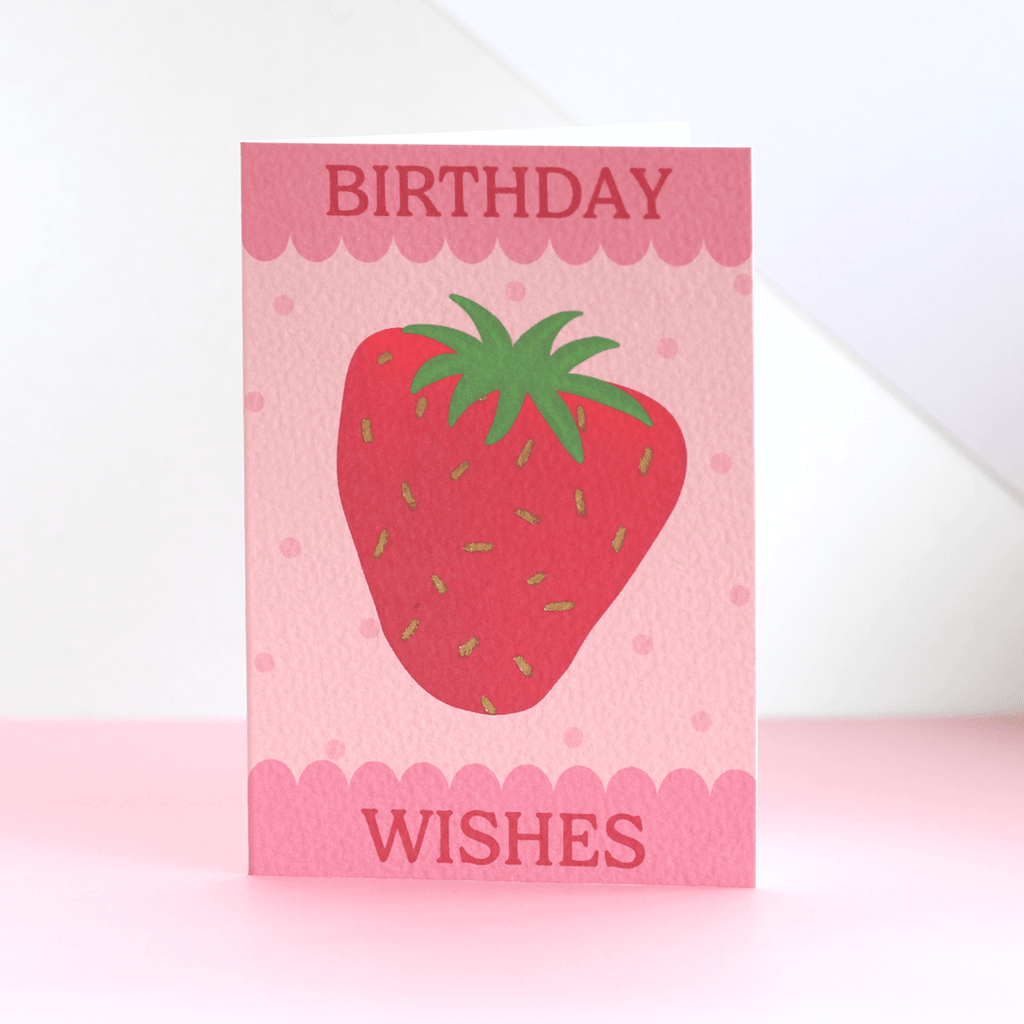 Happy Birthday Scallop Strawberry Card