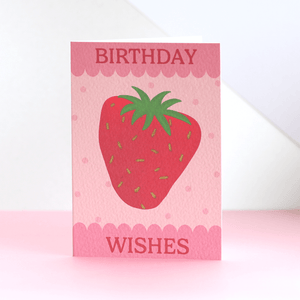 Happy Birthday Scallop Strawberry Card