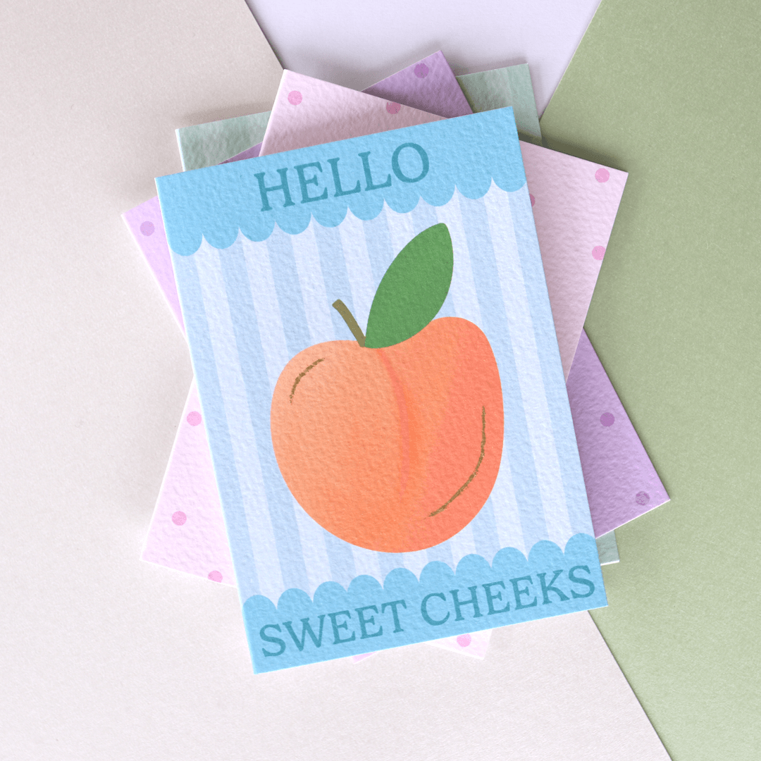 Hello Sweet Cheeks Scalloped Peach Card