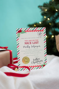 Personalised Christmas Nice List Certificate