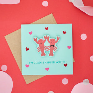 Lobster Valentines Day Glitter Card