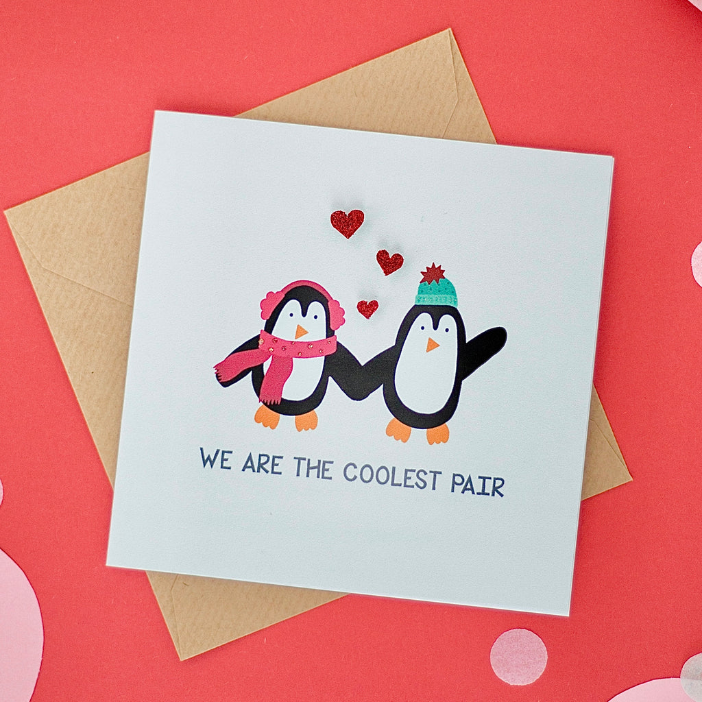 Penguin Valentine's Day Glitter Card