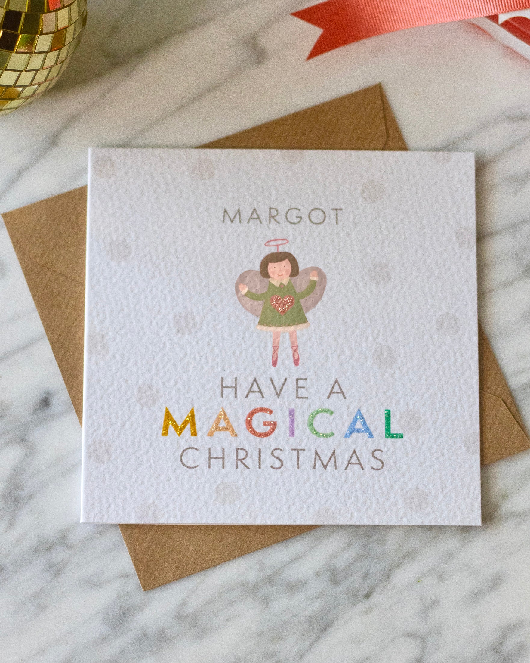 Personalised Christmas Fairy Card with Glitter