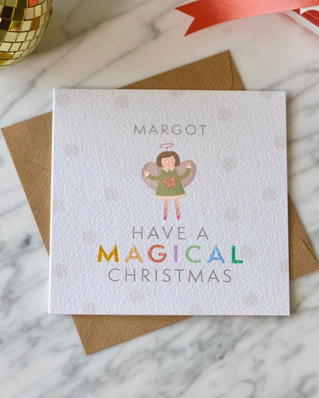 Personalised Christmas Fairy Card with Glitter
