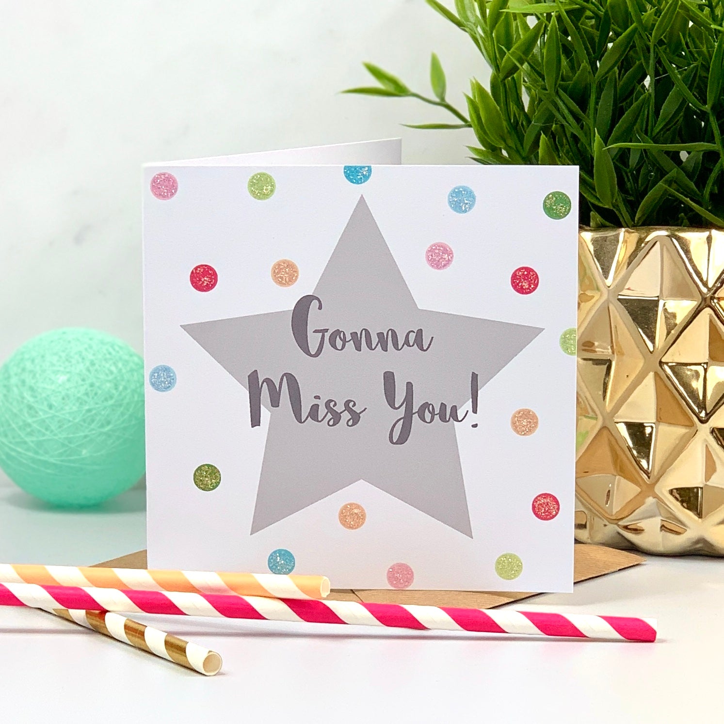 Miss You Leaving Glittery Card