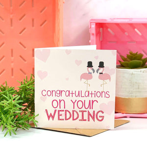 Mr and Mr Wedding Flamingo Card