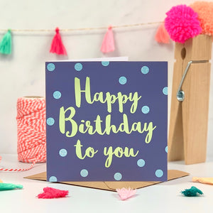Navy Blue Birthday Card with Glittery Light Blue Spots