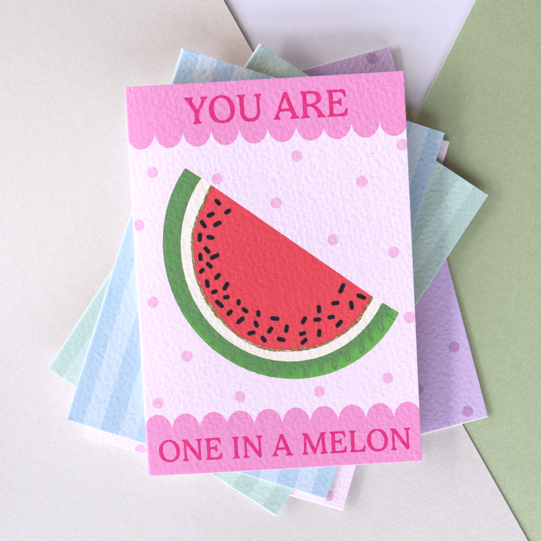One In A Melon Scallop Watermelon Card