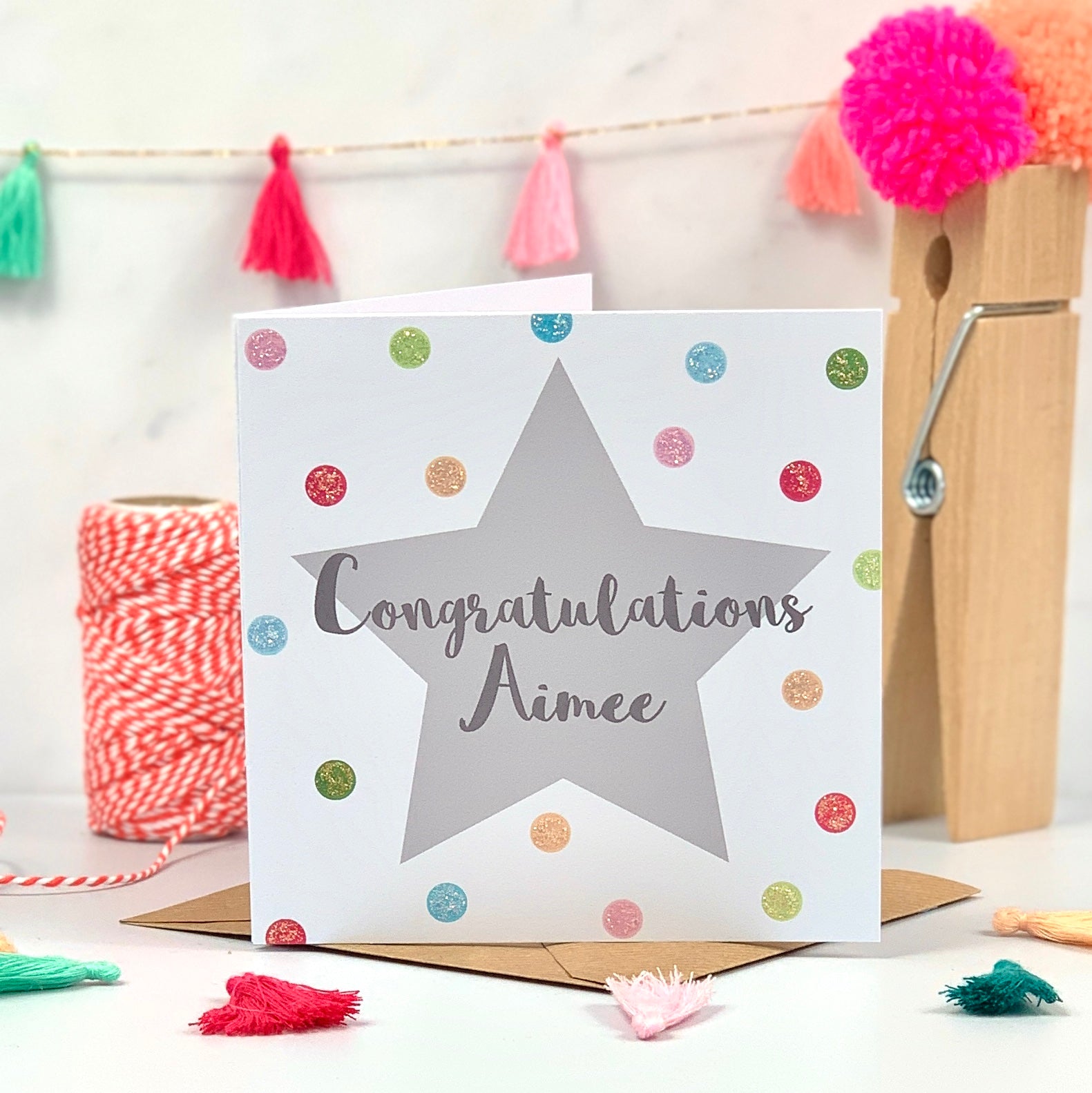 Personalised Congratulations Glitter Spots Card