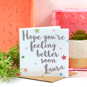 Personalised Get Well Soon Glitter Star Card