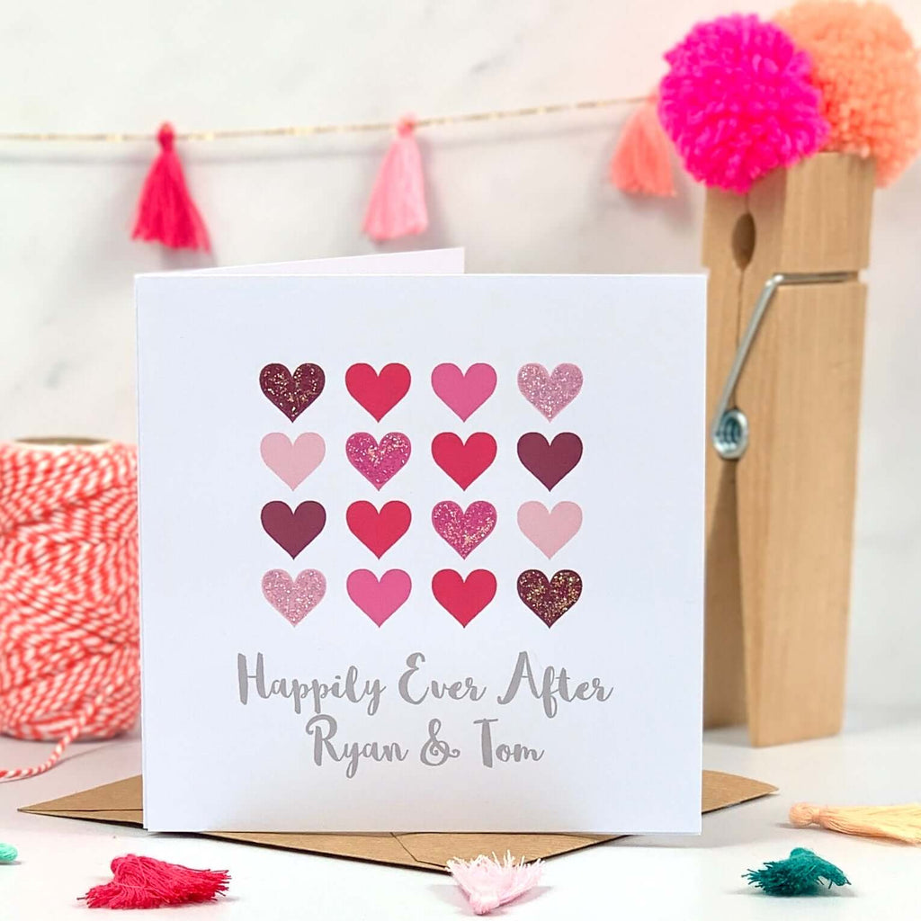 Personalised Happily Ever After Wedding Glitter Card
