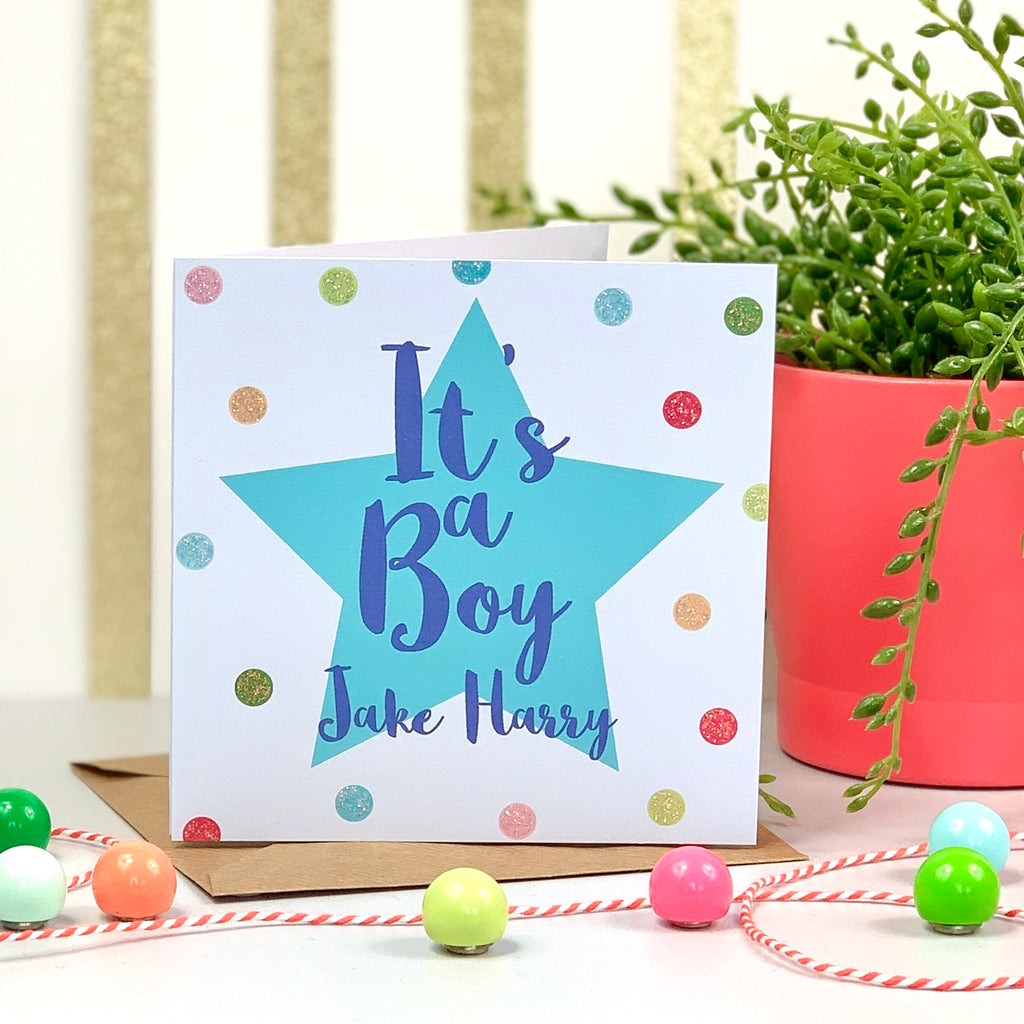 Personalised It's A Boy New Baby Card