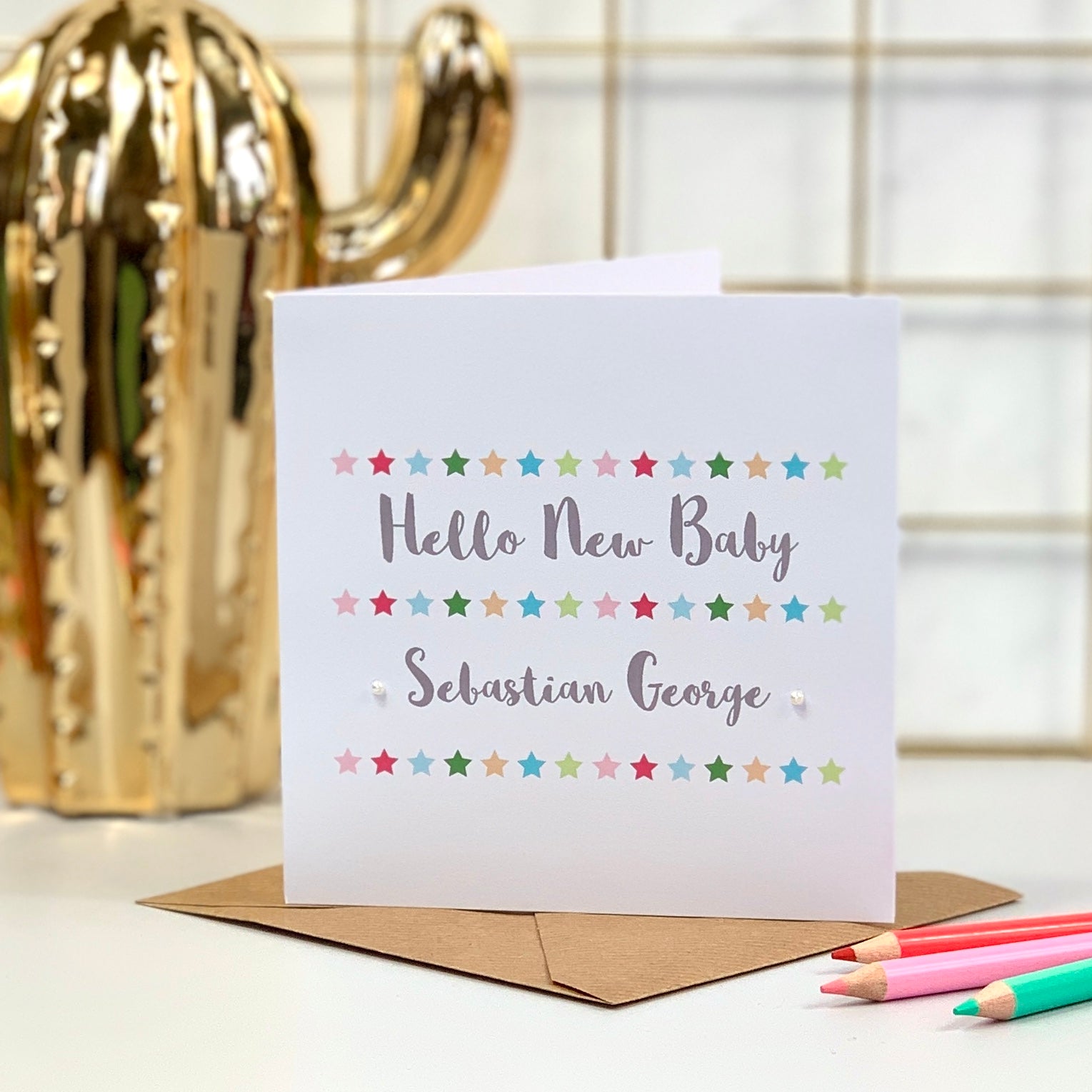 Personalised New Baby Card with Stars