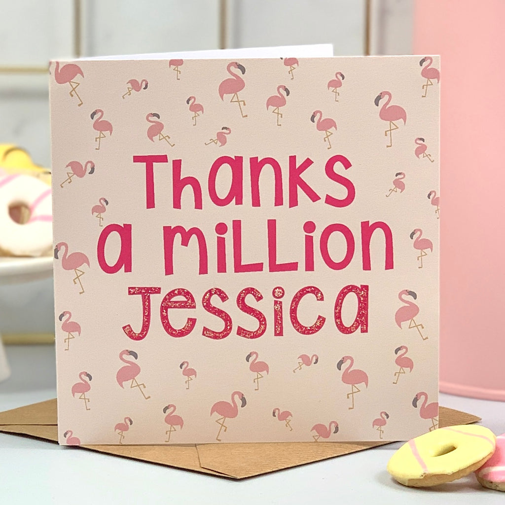 Personalised Thank You Flamingo Card