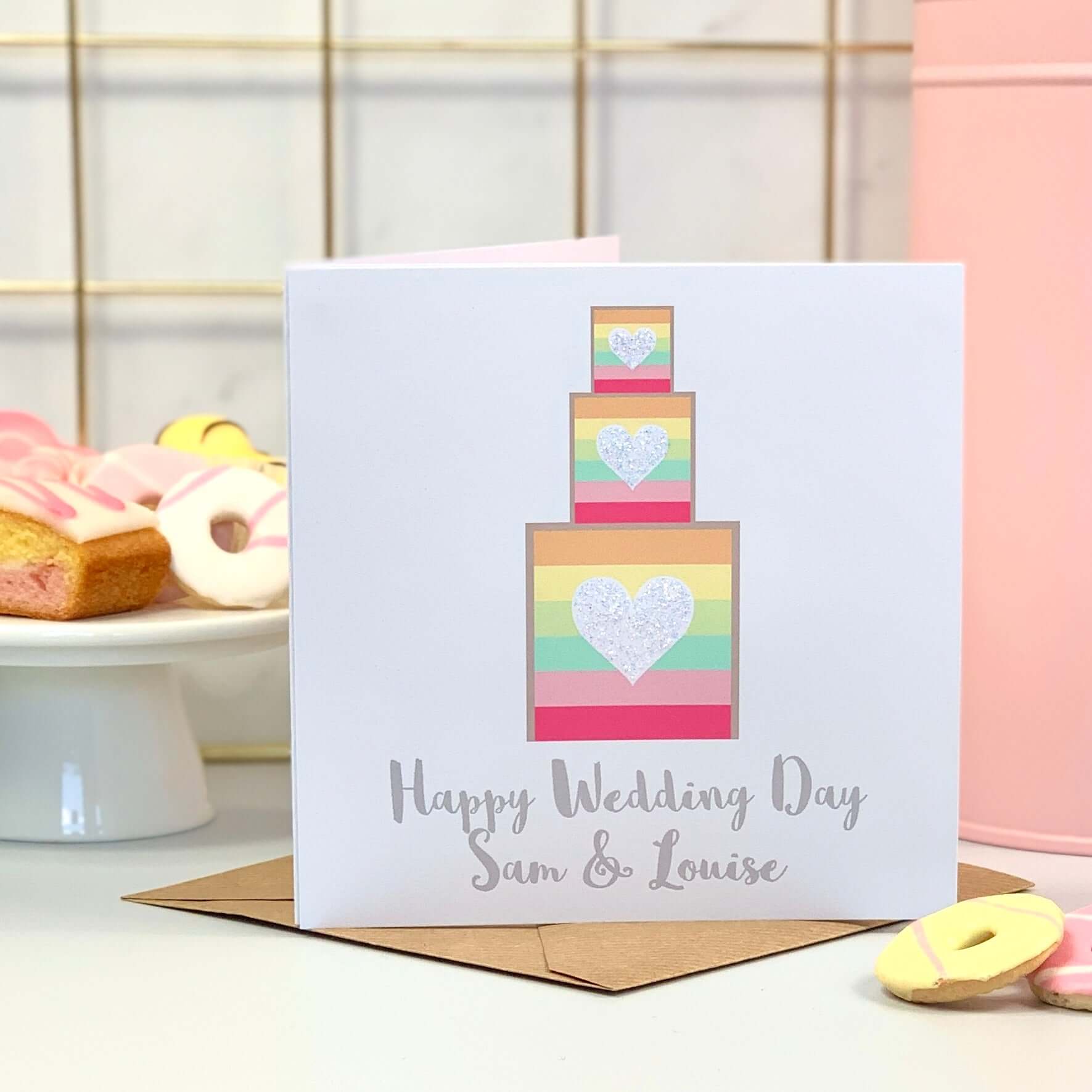 Personalised Wedding Card with Cake
