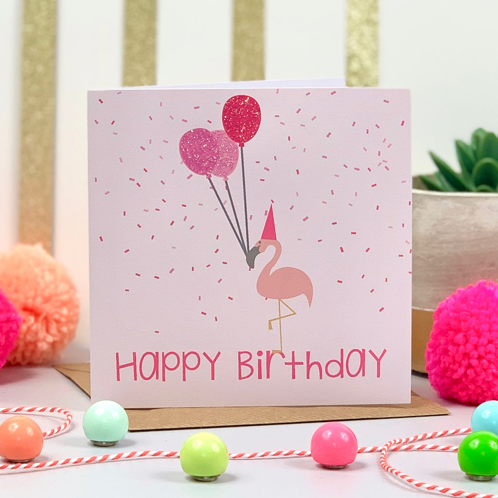 Confetti Flamingo Birthday Card