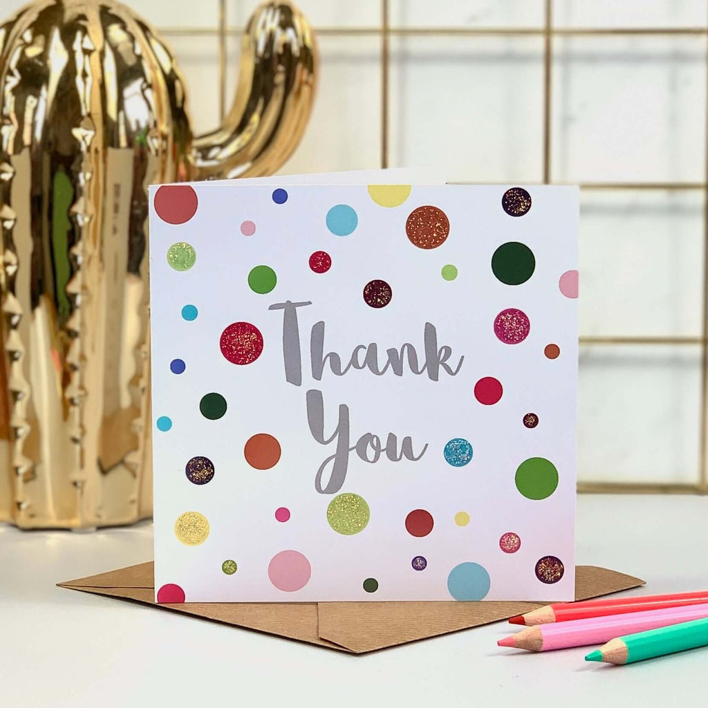 Thank You Card with Glitter and Spots