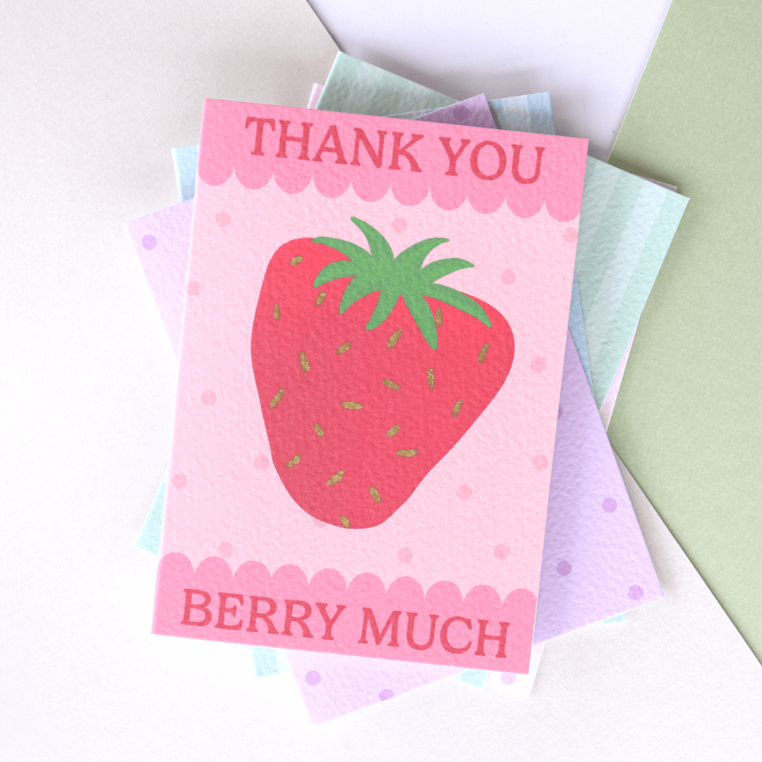 Thank You Scallop Strawberry Card