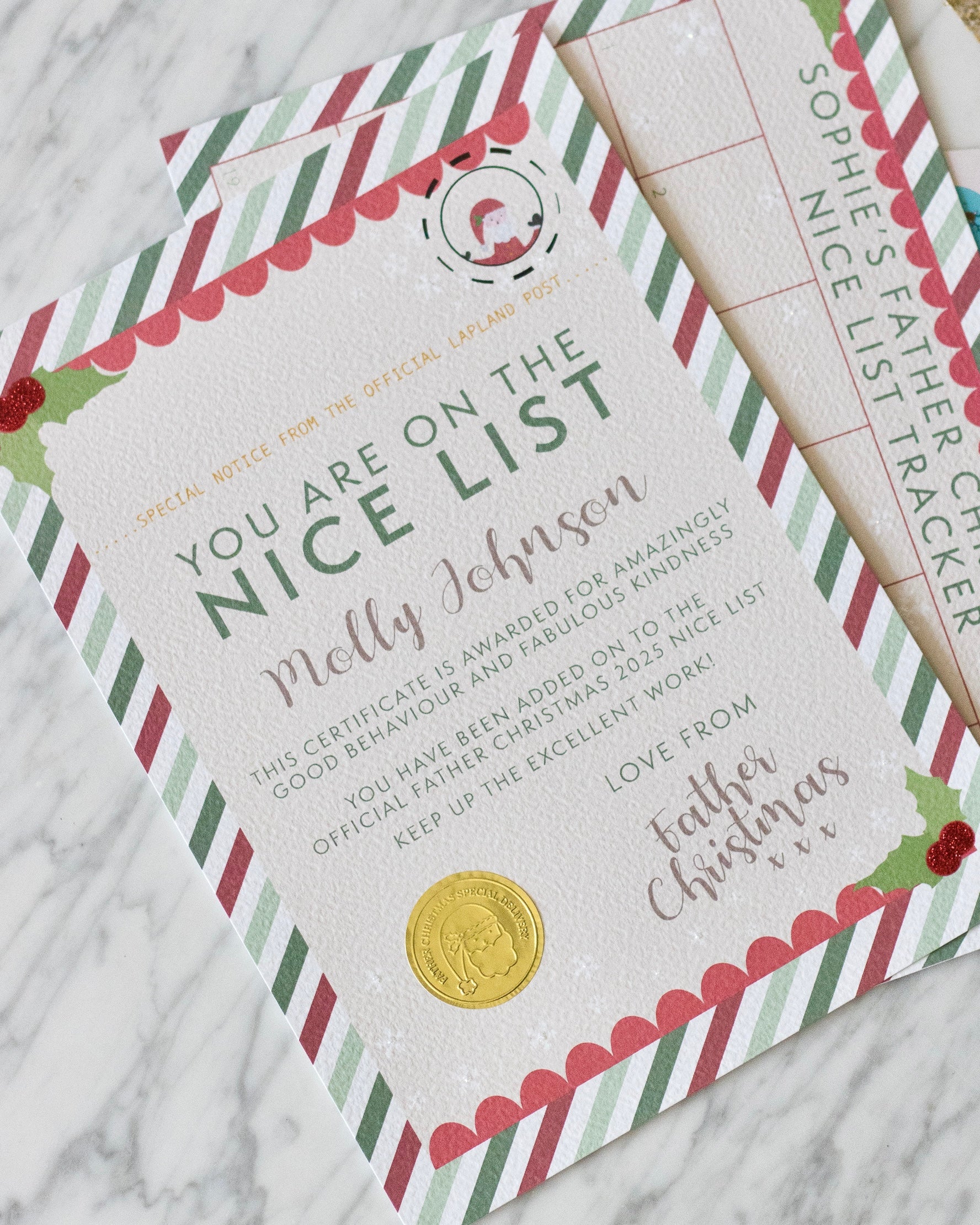 Personalised Christmas Nice List Certificate
