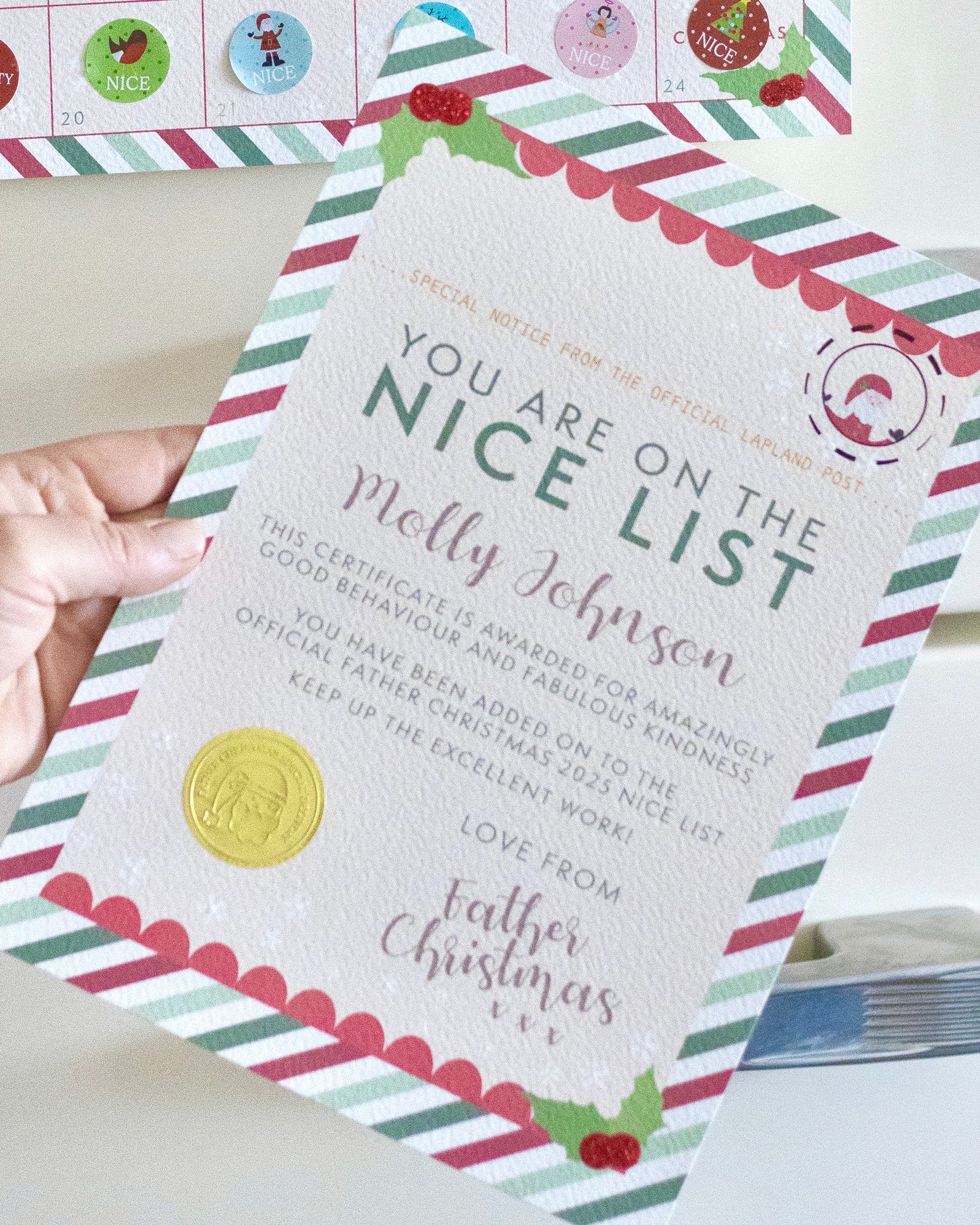 Personalised Christmas Nice List Certificate