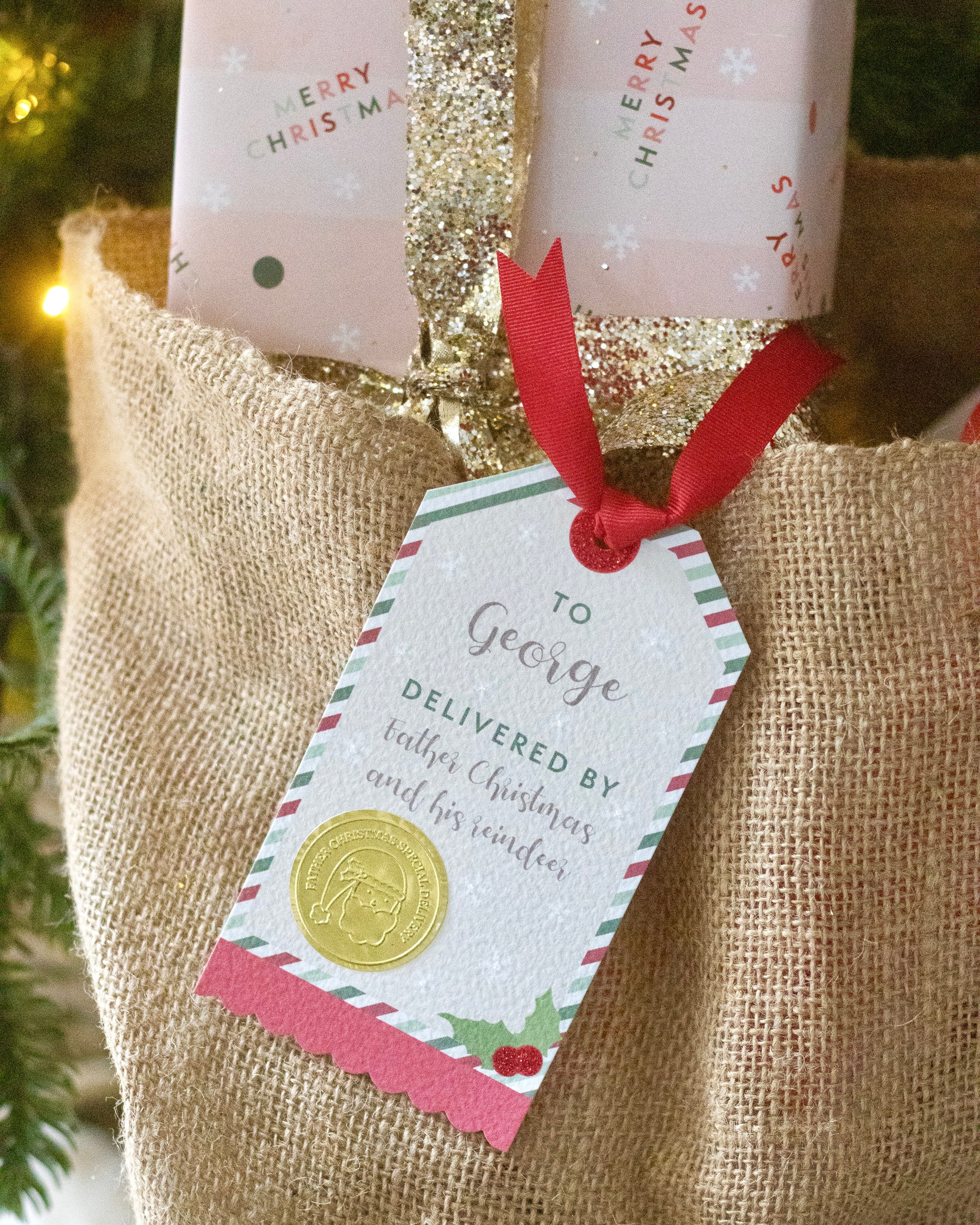 Large Personalised Father Christmas Gift Tag