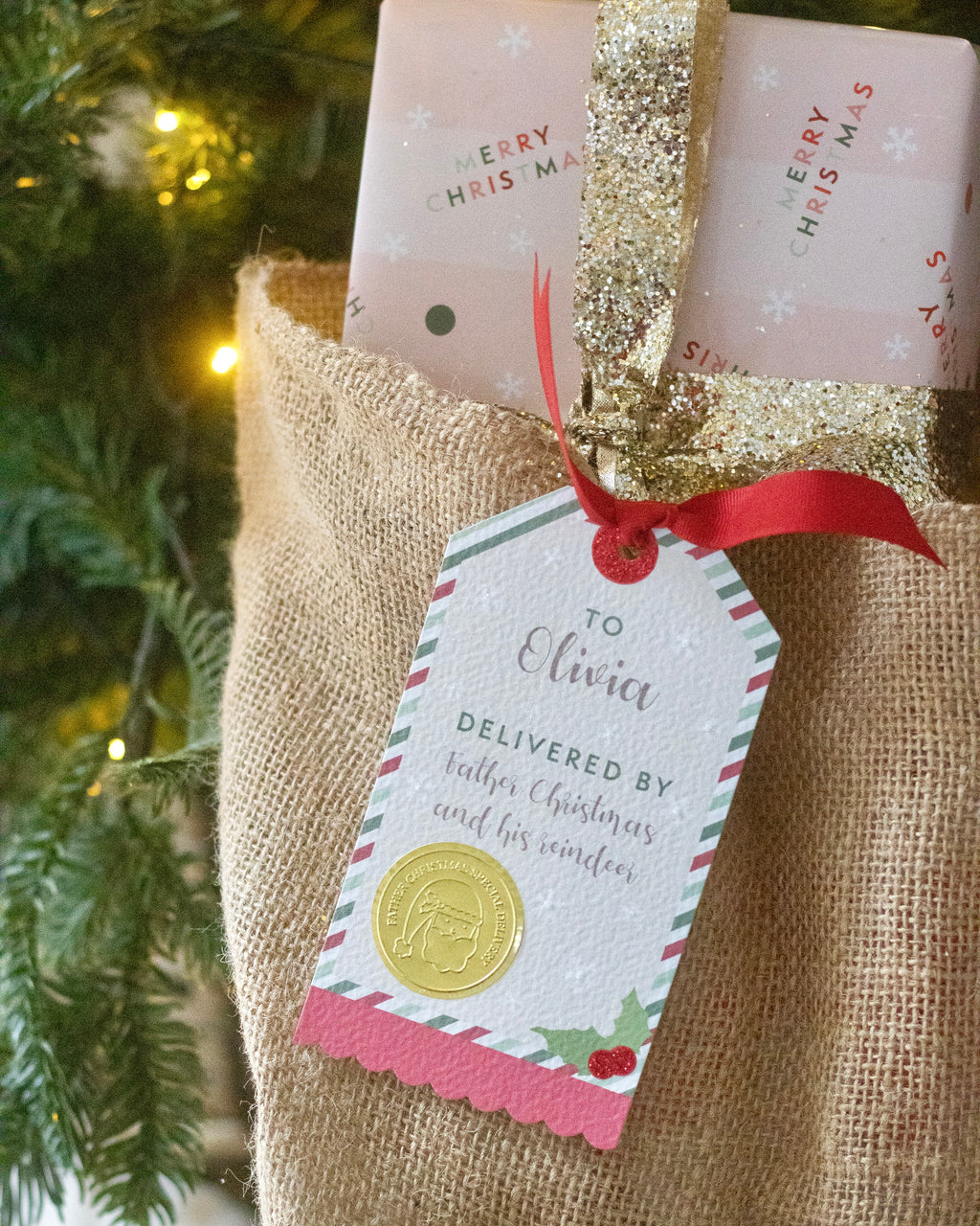 Large Personalised Father Christmas Gift Tag