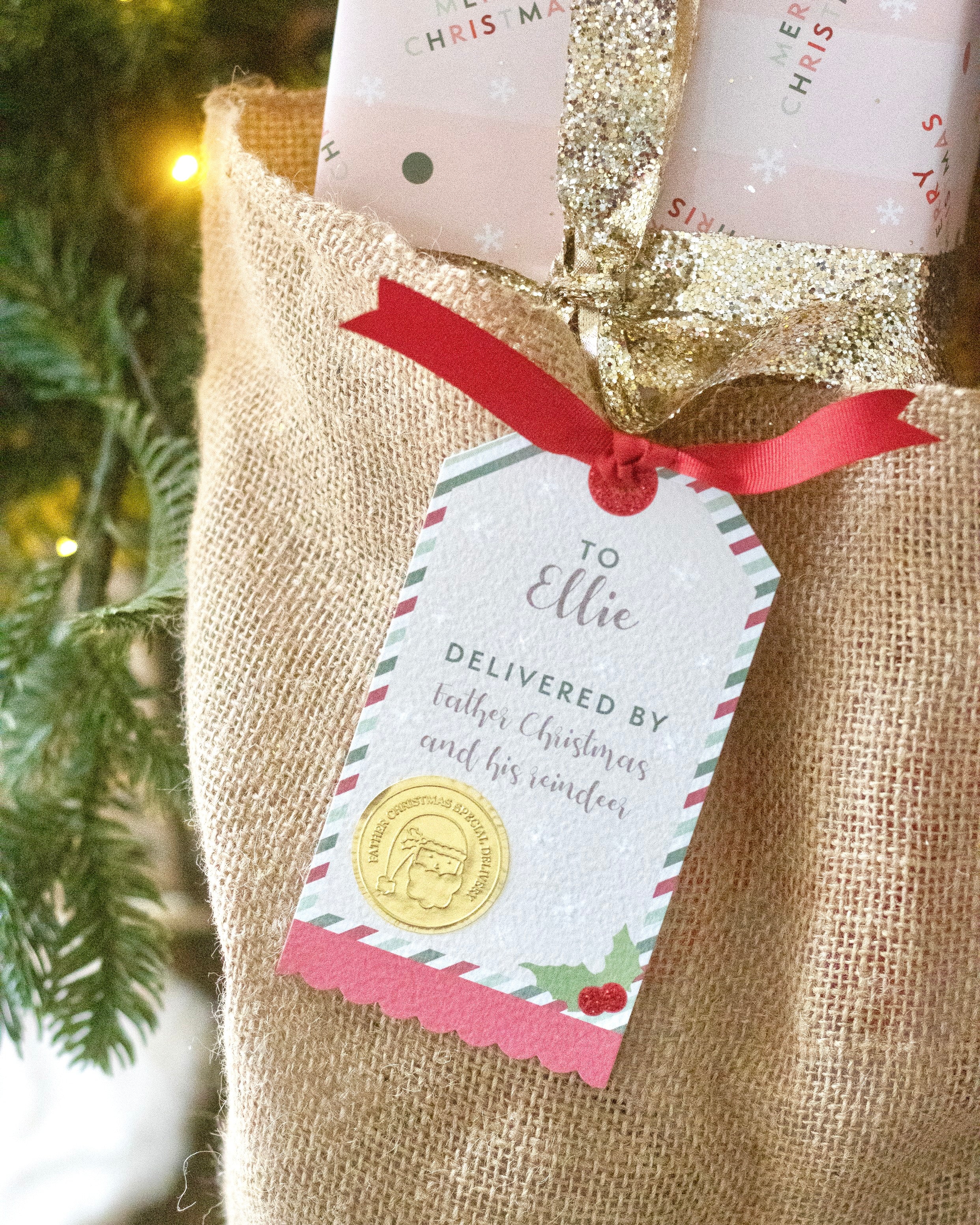 Large Personalised Father Christmas Gift Tag