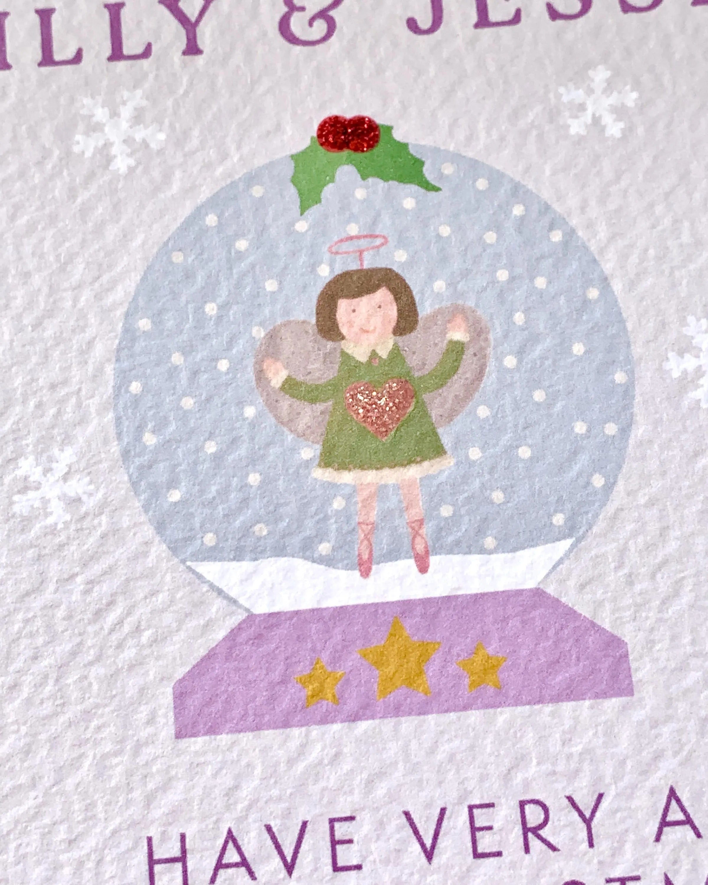 Personalised Fairy Snow Globe Card with Glitter