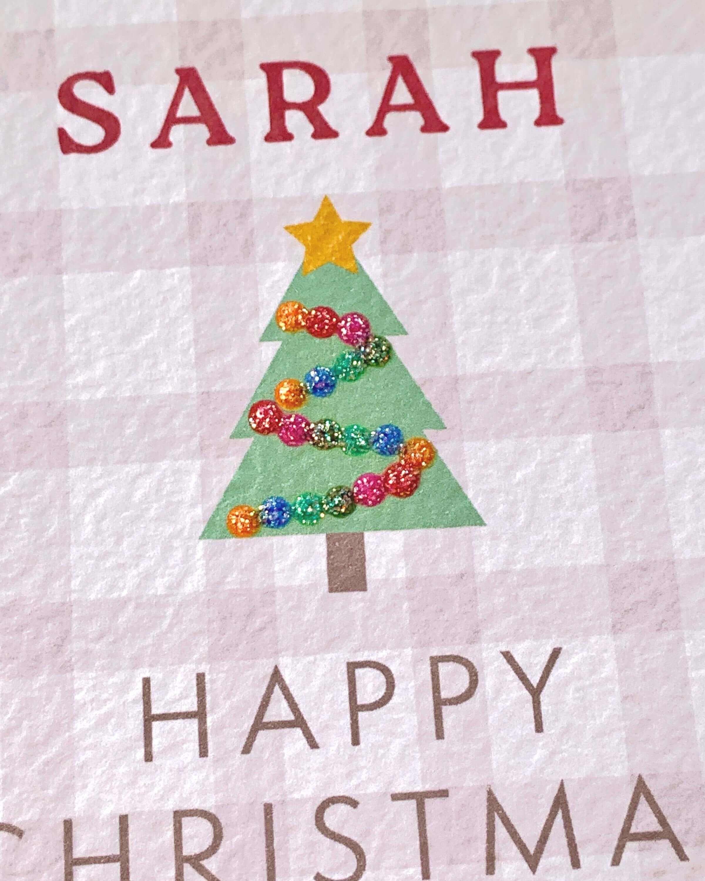Personalised Christmas Tree Card with Glitter