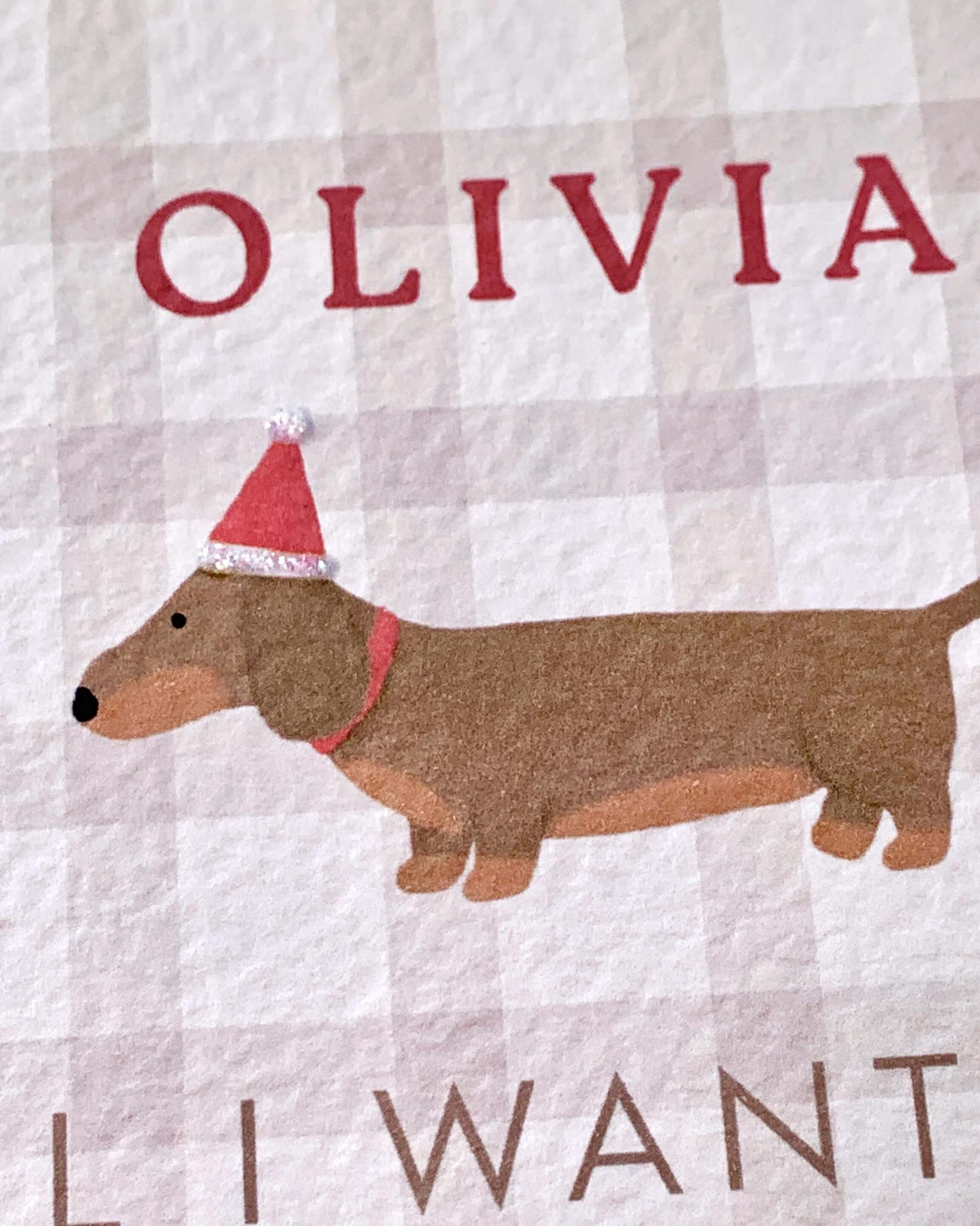 Personalised Sausage Dog Christmas Card with Glitter